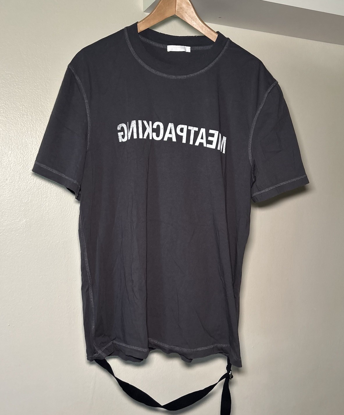 Helmut Lang Meatpacking Crewneck T Shirt Gray Large NYC Designer Tee