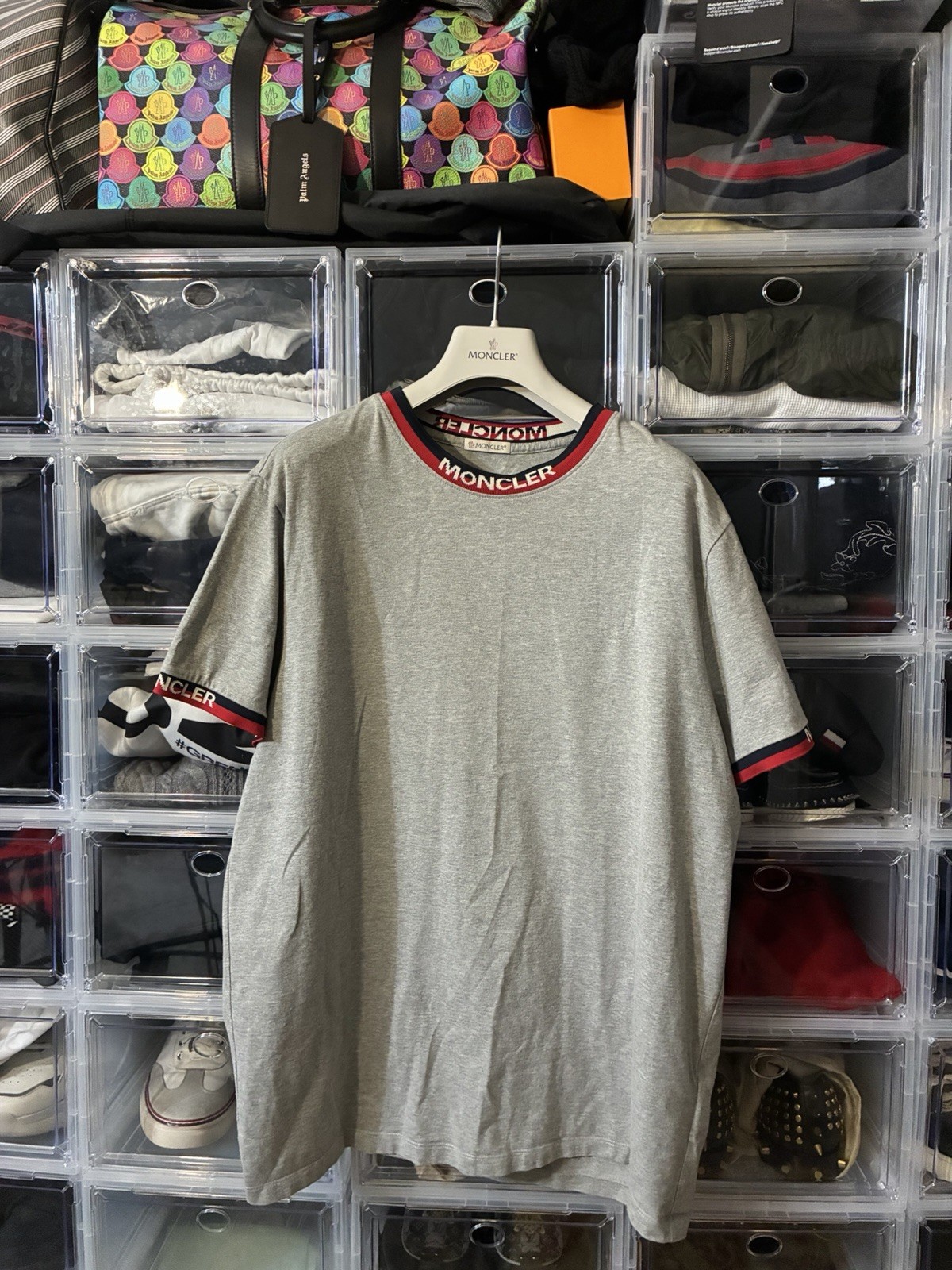 Rare Moncler Gray Neck And Cuff Logo T-shirt Size Large - $595 gallery