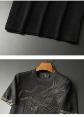New Men Luxury Diamond Dragon Rhinestones Fashion Knitted T-Shirt