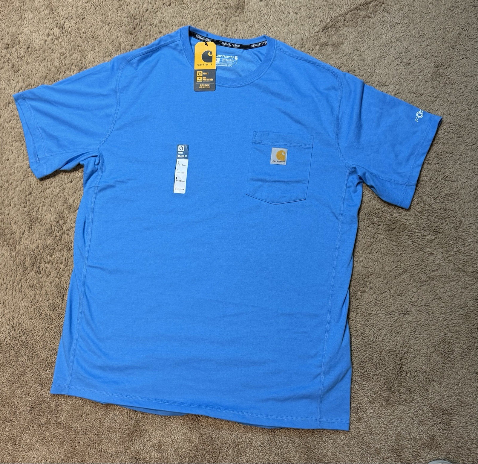 Carhartt Short Sleeve Pocket Relaxed Fit Men's Large Brand New Blue T Shirt - B gallery