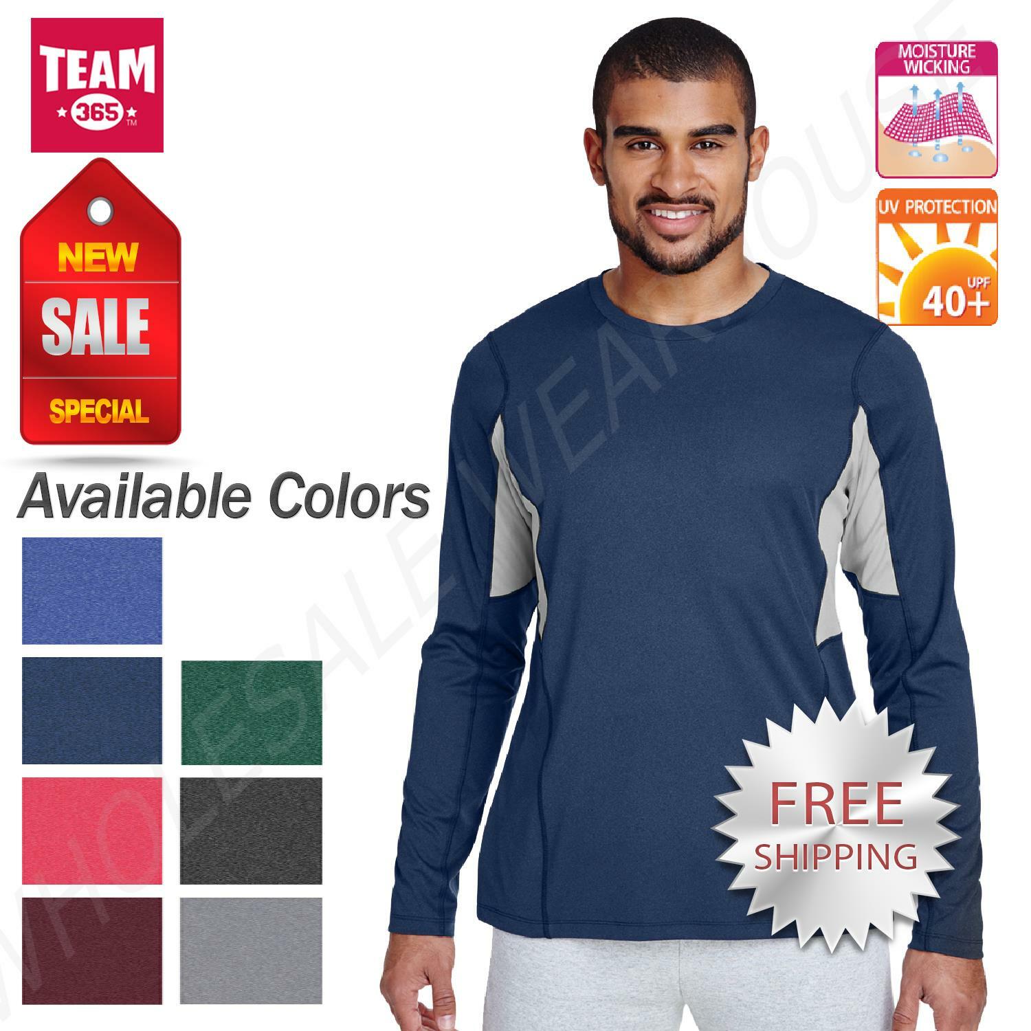 Team 365 Mens Long Sleeve T-Shirt Workout Moisture Wicking UV Protect TT14