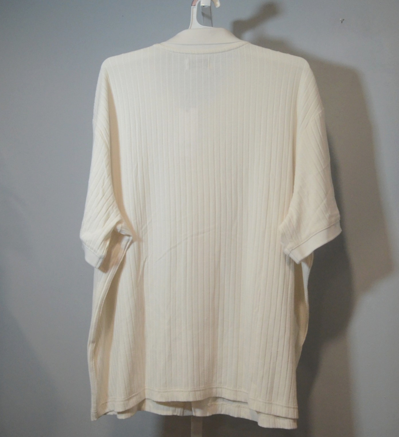 NWT Goodfellow & Co Men's XXL Beige Ribbed Knit Button-up Shirt Short Sleeve gallery