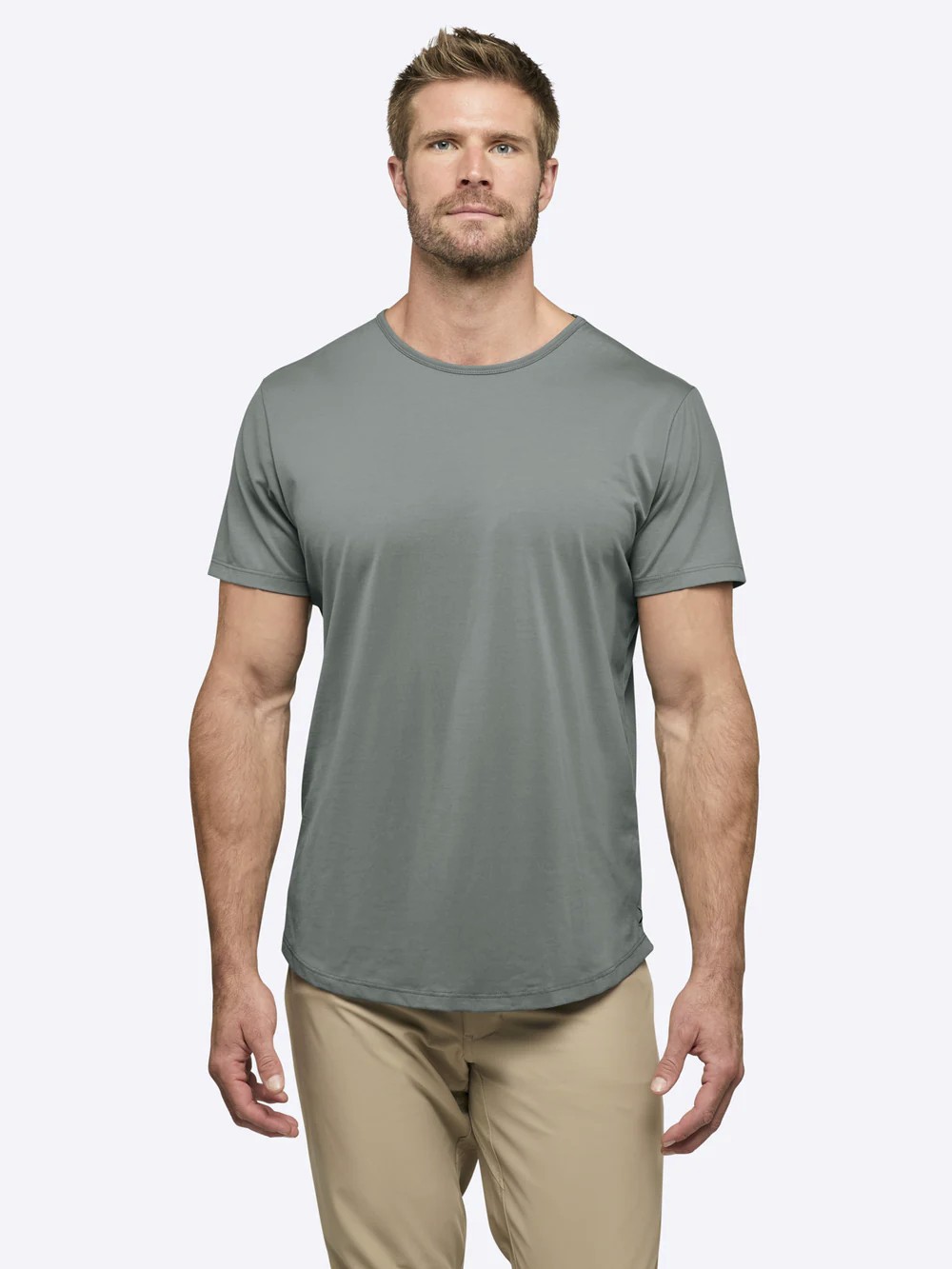 CUTS Clothing Curve Hem Short Sleeve Performance T-Shirt Sage Green Large L/XL