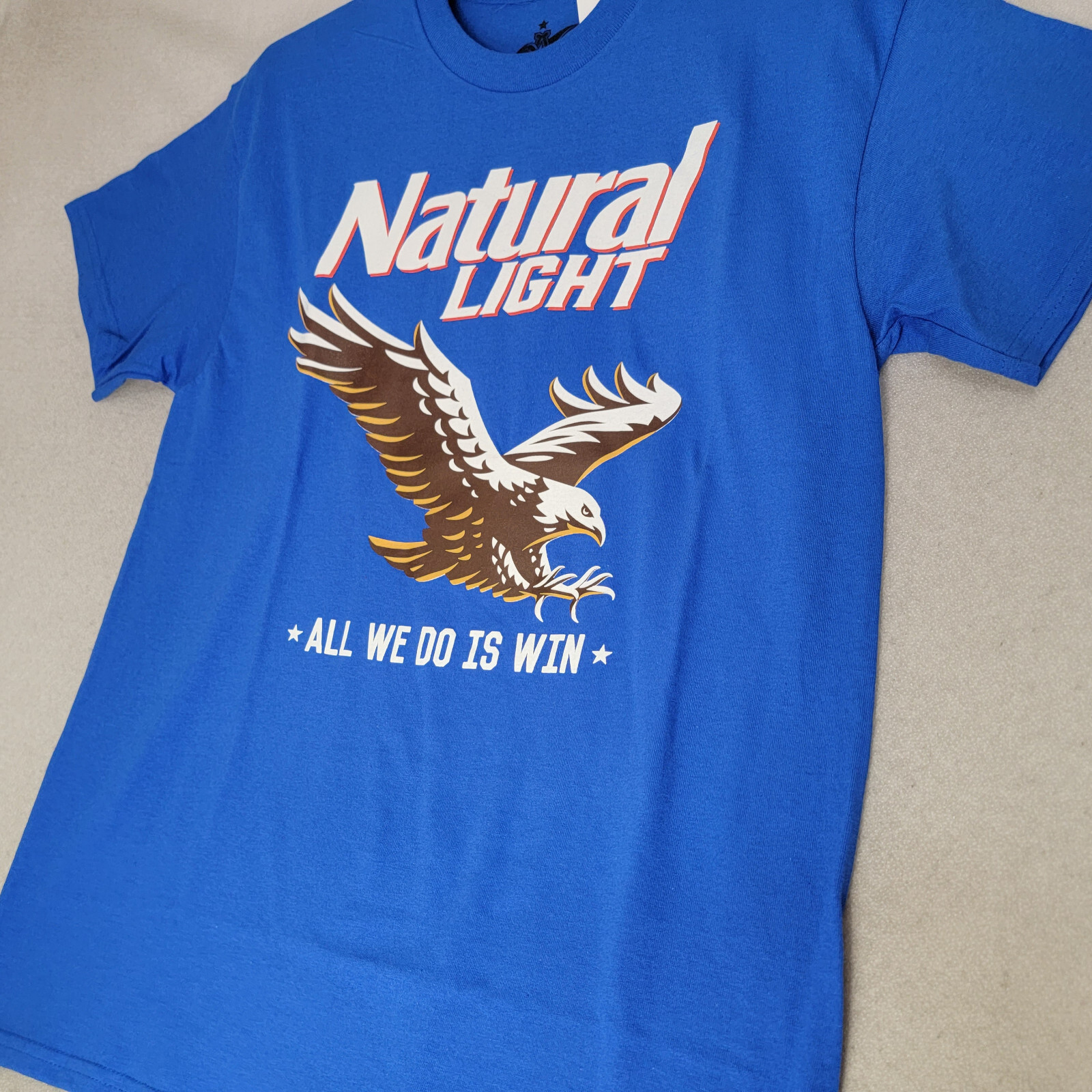 NATURAL LIGHT Beer Shirt Mens Medium Blue Brew Eagle Casual All We Do is Win NWT gallery