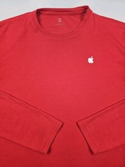 Apple Employee Long Sleeve Logo Tech Shirt Mens L Red Tee Soft Quality Tshirt