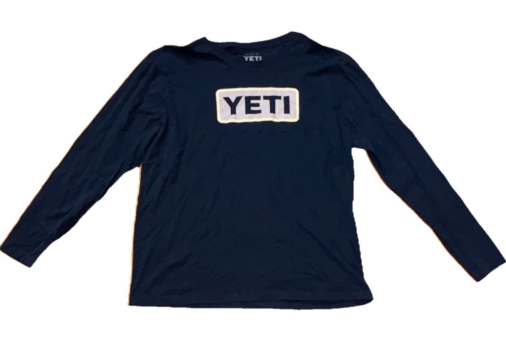 YETI Blue Graphic Logo Crew Neck Men’s Long Sleeve T-Shirt 2XL Regular