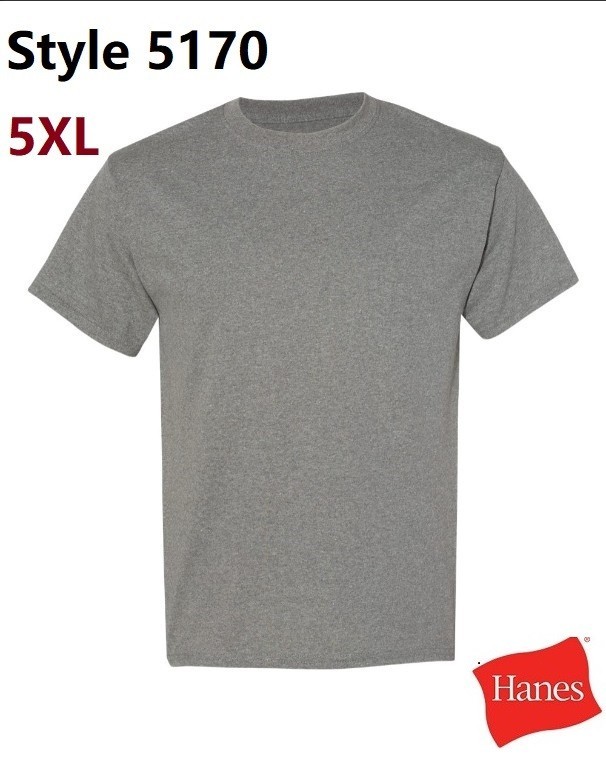Hanes 5170 5XL EcoSmart Crewneck Short Sleeve Tee Pit to Pit 31″ Oxford Gray