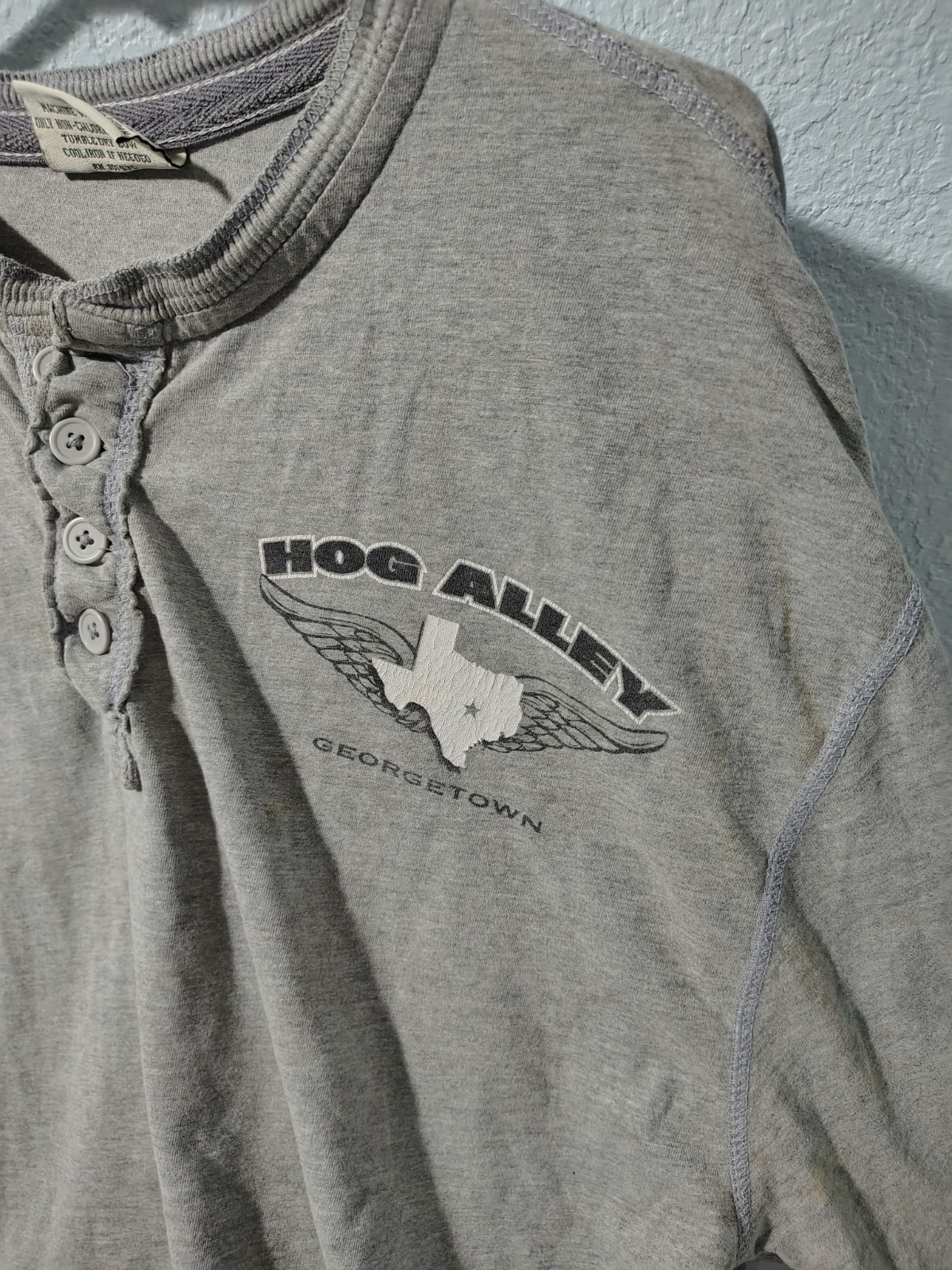 Vtg Biker Hog Alley Georgetown T-shirt Long Sleeve Gray 2xlarge B120 gallery