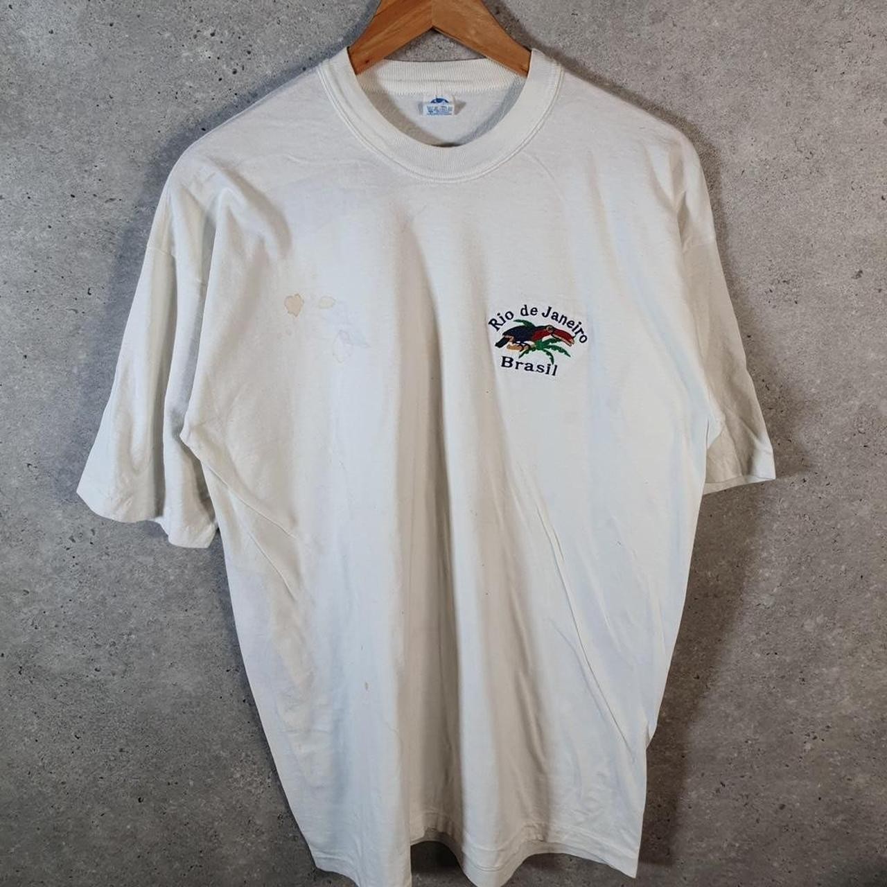Vintage Hering Rio De Janeiro Brasil 90s Single Stitch T Shirt Men’s Large White