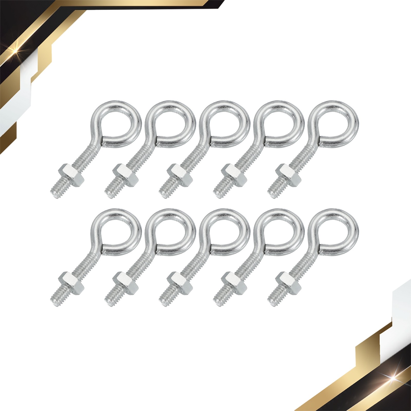 10 Pcs M4x20mm Eye Bolts Threaded Eyebolt Eye Hooks Screws with Nut Silver