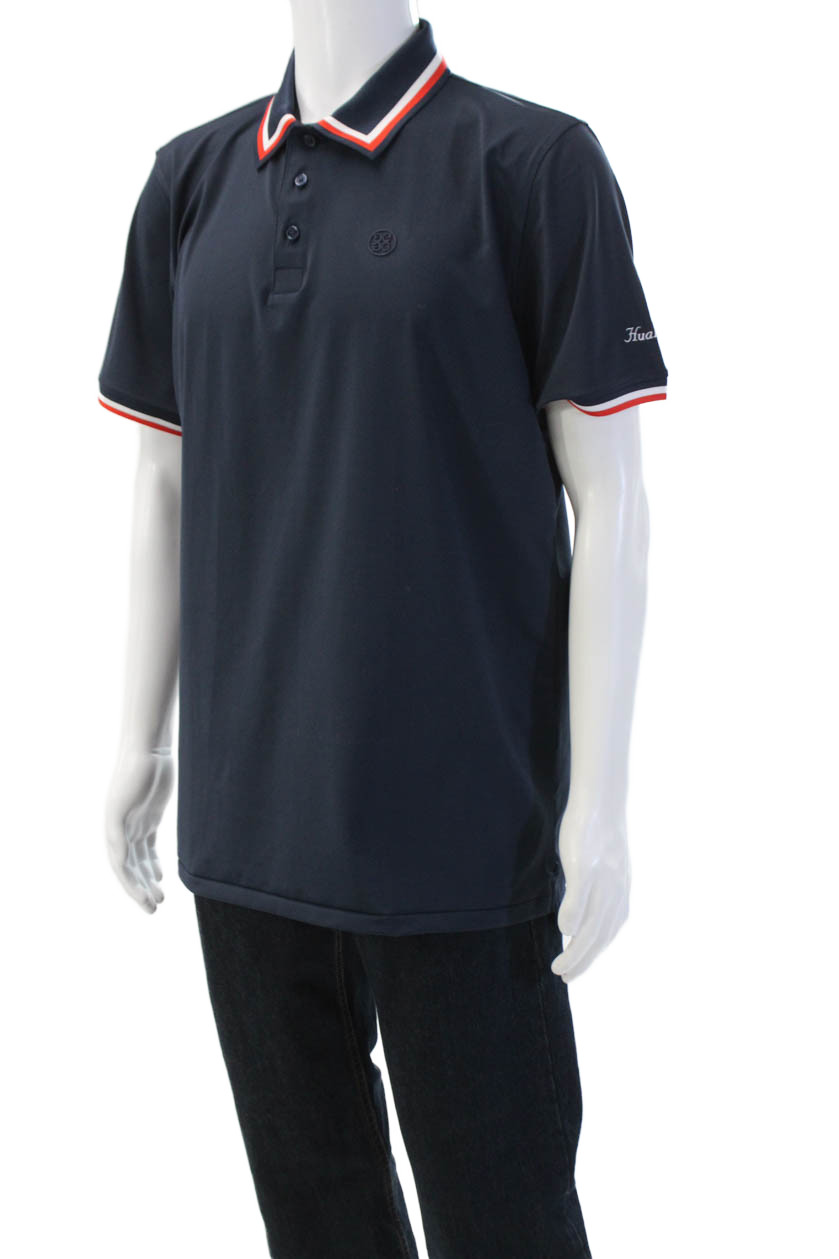 G/Fore Mens Collared Short Sleeve Polo Dark Blue Nylon Blend Size XL gallery