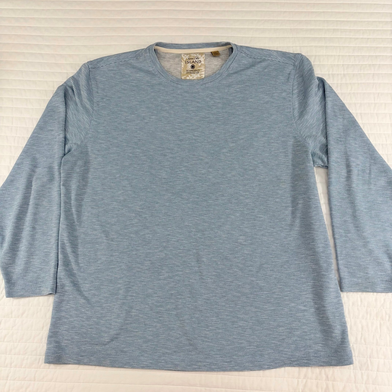 Tasso Elba Island Blue Striped Long Sleeve Sun Protection UPF Shirt Mens XL gallery