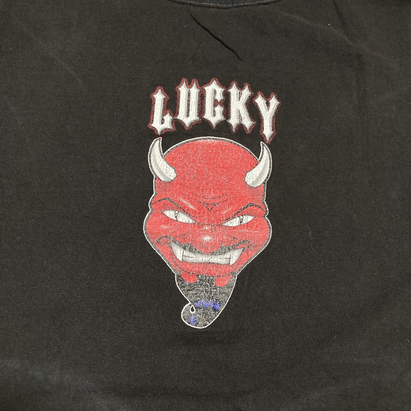 Lucky Shirt L Vintage 90s 00s Devil Skating Skater Skateboard Skate Tee gallery