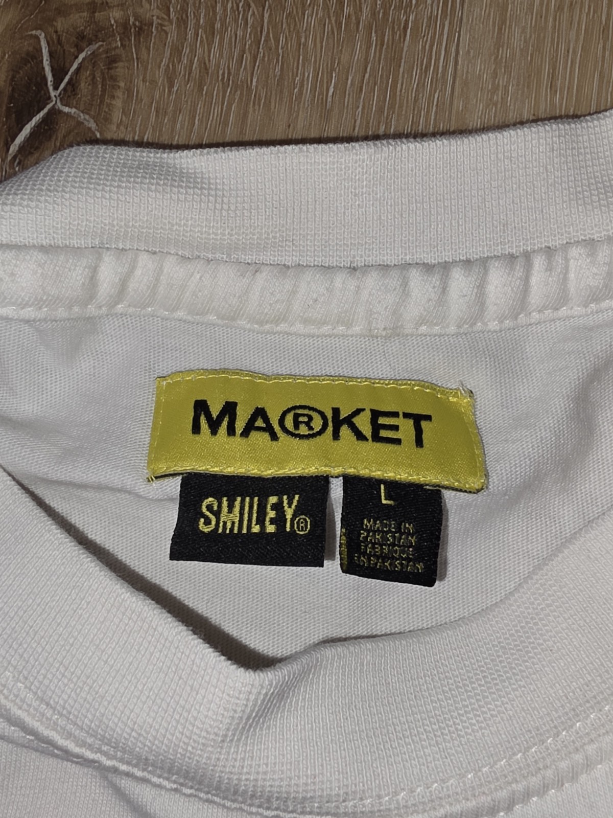 Market Shirt Men's Size L White Running Away From My Problems Graphic Smiley gallery