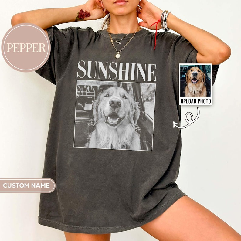Custom Pet Photo Vintage Retro Shirt Personalized Dog Cat Mom Gift gallery