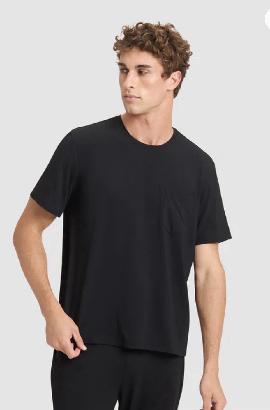 Cozy Earth Men’s Bamboo Stretch-Knit Short Sleeve Tee Lounge Shirt Black Size L