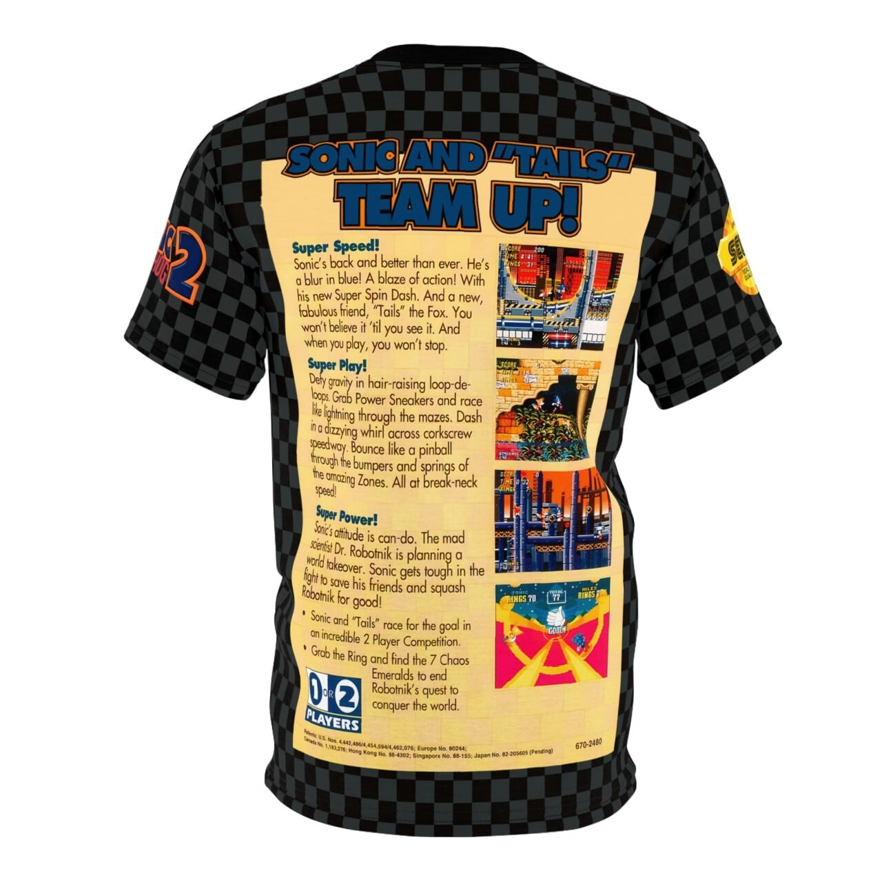 Sonic the Hedgehog 2 1992 Sega Genesis Retro Video Game Box Cover Game T-Shirt gallery