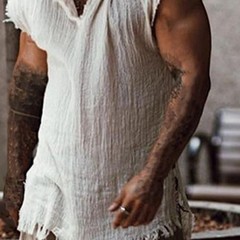 Men Vest Solid Color Casual Leisure Individual Old Style Loose Type Ripped Edge