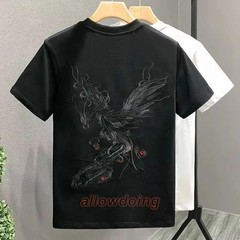 Men’s Phoenix Embroidery Short Sleeve T-Shirt Summer Breathable Casual Tee