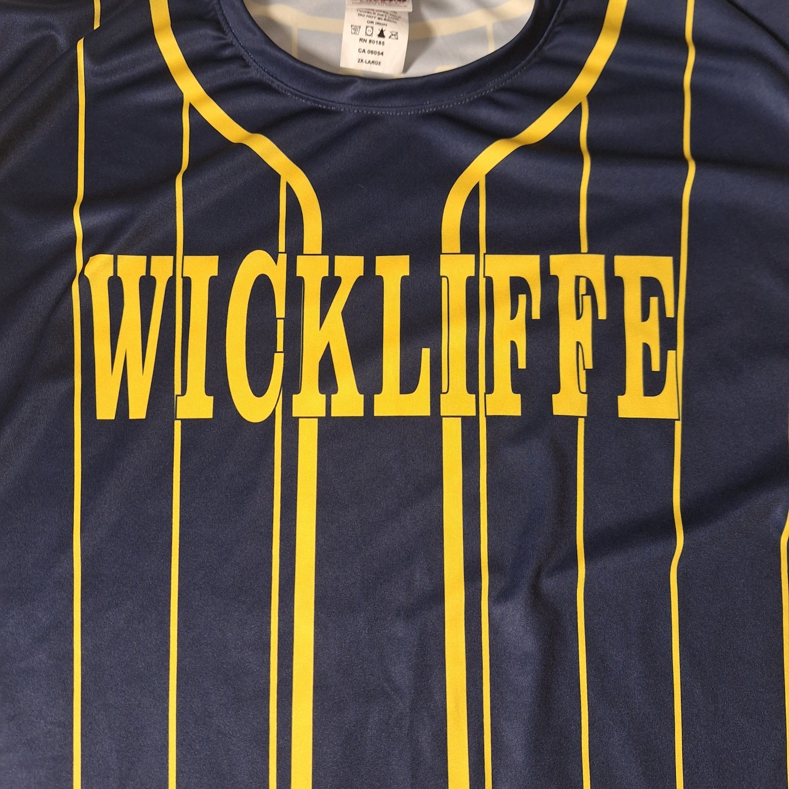 Wickliffe Coach Jersey Pinstripe Navy Blue Yellow Gold Baseball Softball 2XL gallery