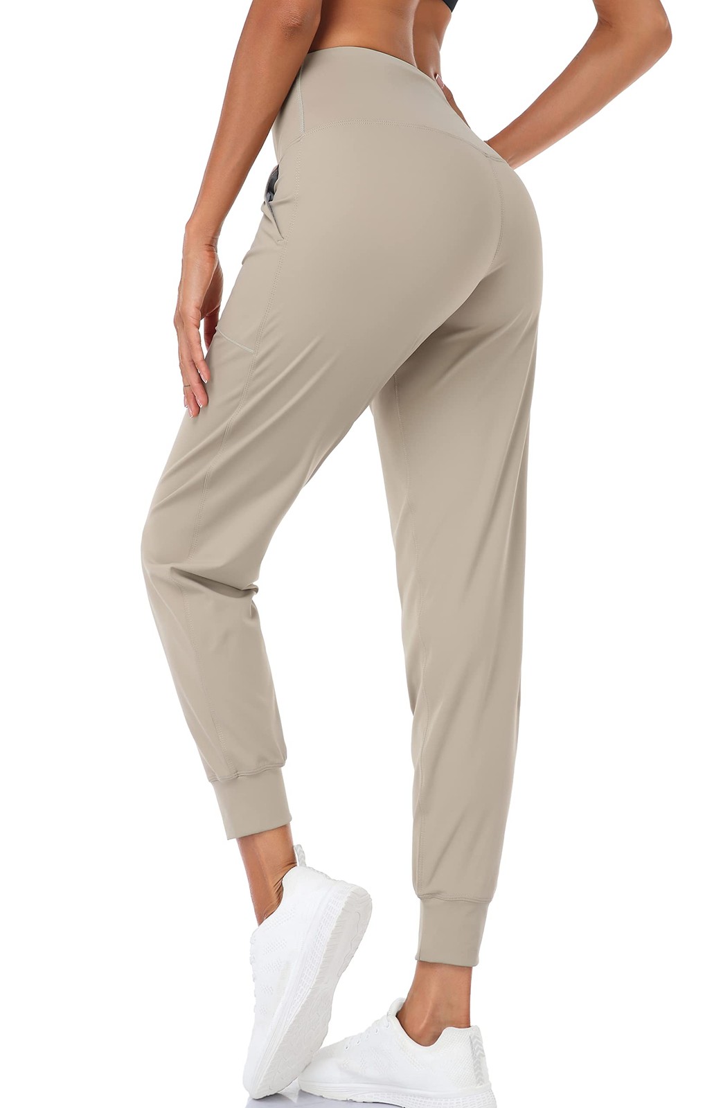 Women's Joggers High Waist Yoga Pockets Sweatpants Sport Workout Pants Khaki ... gallery
