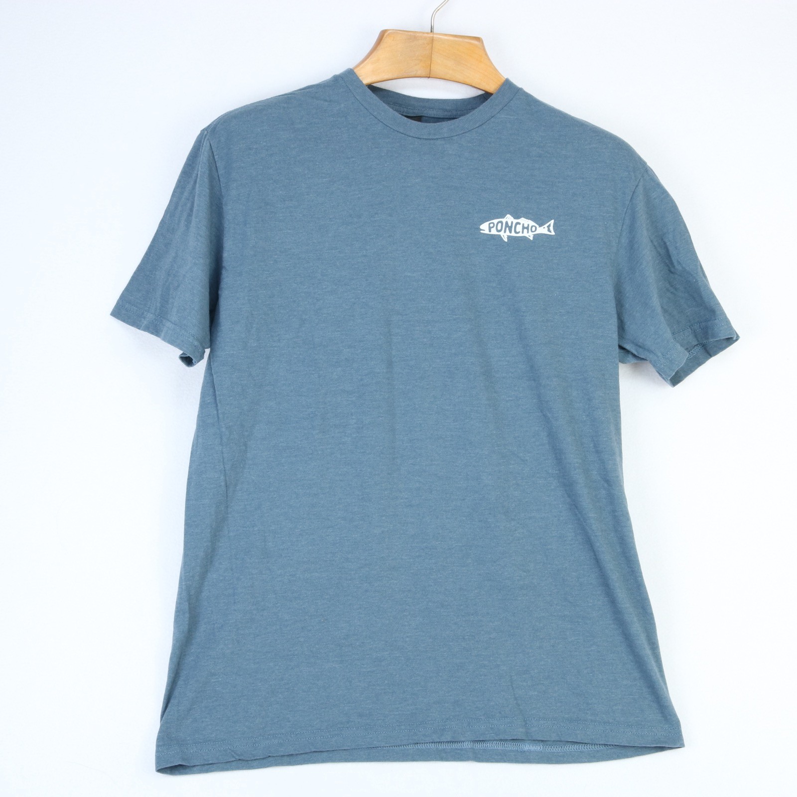 PONCHO APPAREL FISH PRINT LOGO COTTON BLEND T-SHIRT TEE SHIRT MEN’S LARGE gallery