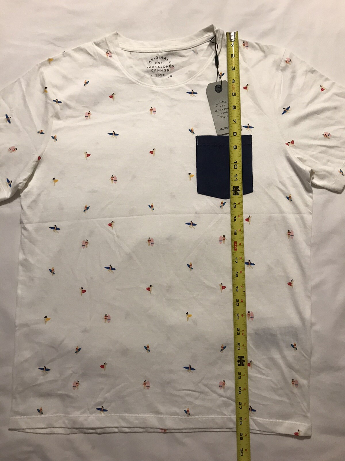 Jack & Jones Shirt Mens Large White Jorvacations Cloud Dancer Graphic Print gallery
