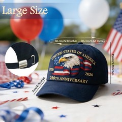 250th Anniversary USA Hat, Eagle & Flag Embroidered United States 250 Year Am…