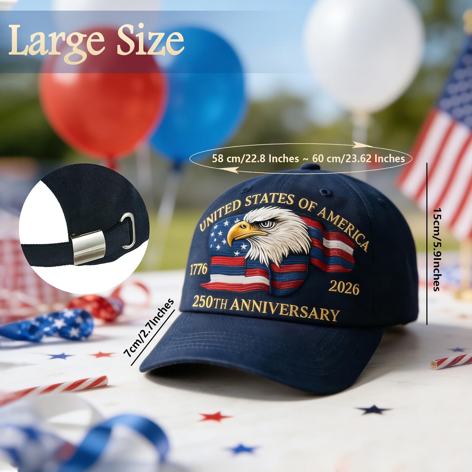 250th Anniversary USA Hat, Eagle & Flag Embroidered United States 250 Year Am... gallery