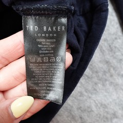 Ted Baker Top Mens 3 Medium Navy Long Sleeve Cotton Pocket Crew Neck Pullover