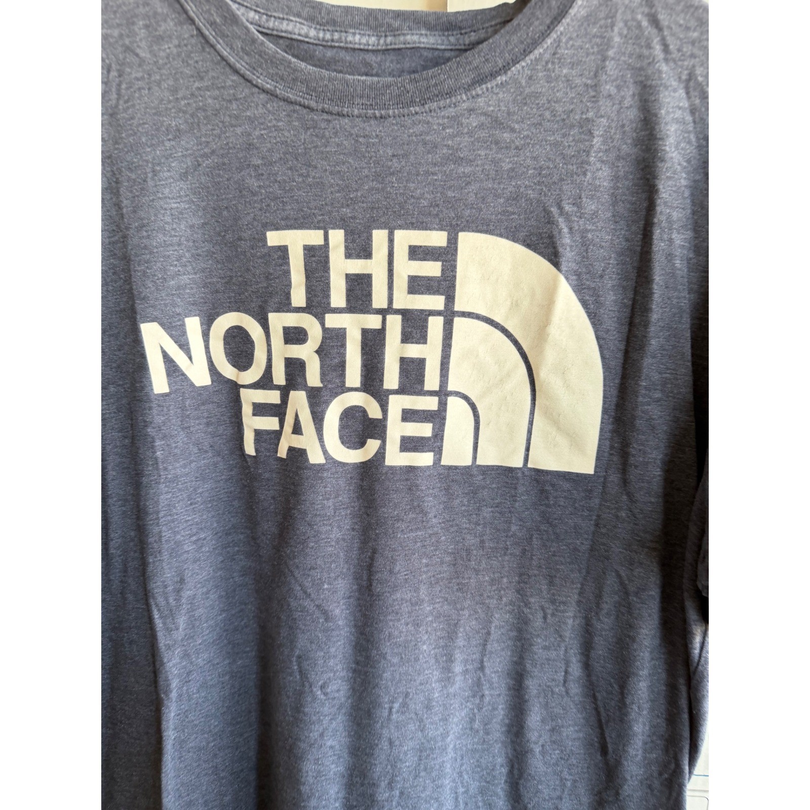 The North Face Mens Large Heather Gray Blue Graphic Logo Short Sleeve T-Shirt gallery