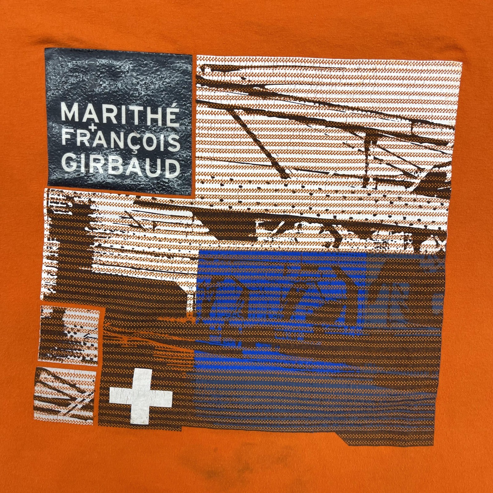 Marithe Francois Girbaud Shirt Mens XL Orange Graphic Logo Streetwear Tee Top gallery
