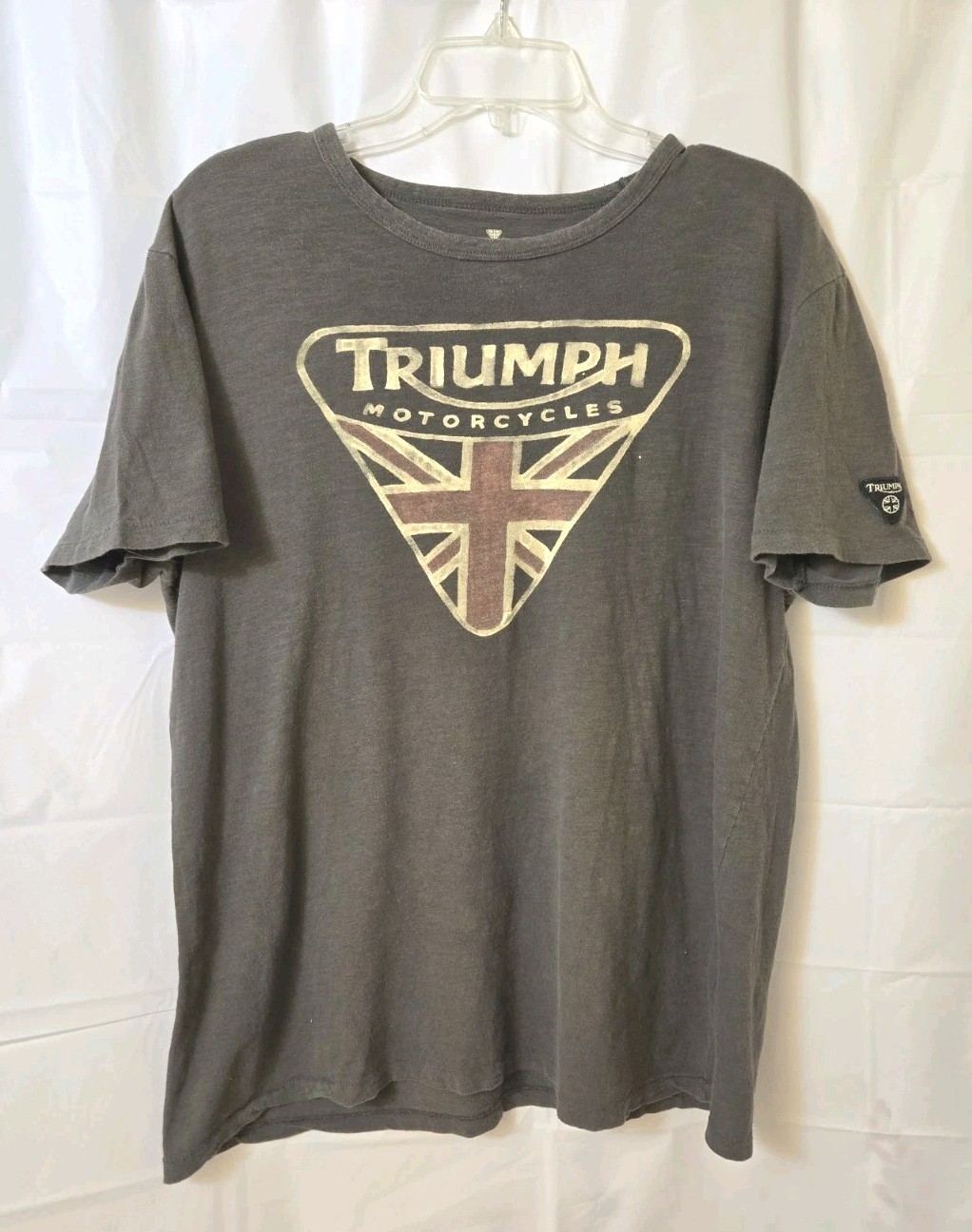 Triumph Motorcycles Union Jack Graphic Lucky Brand Charcoal Gray XL Tshirt gallery