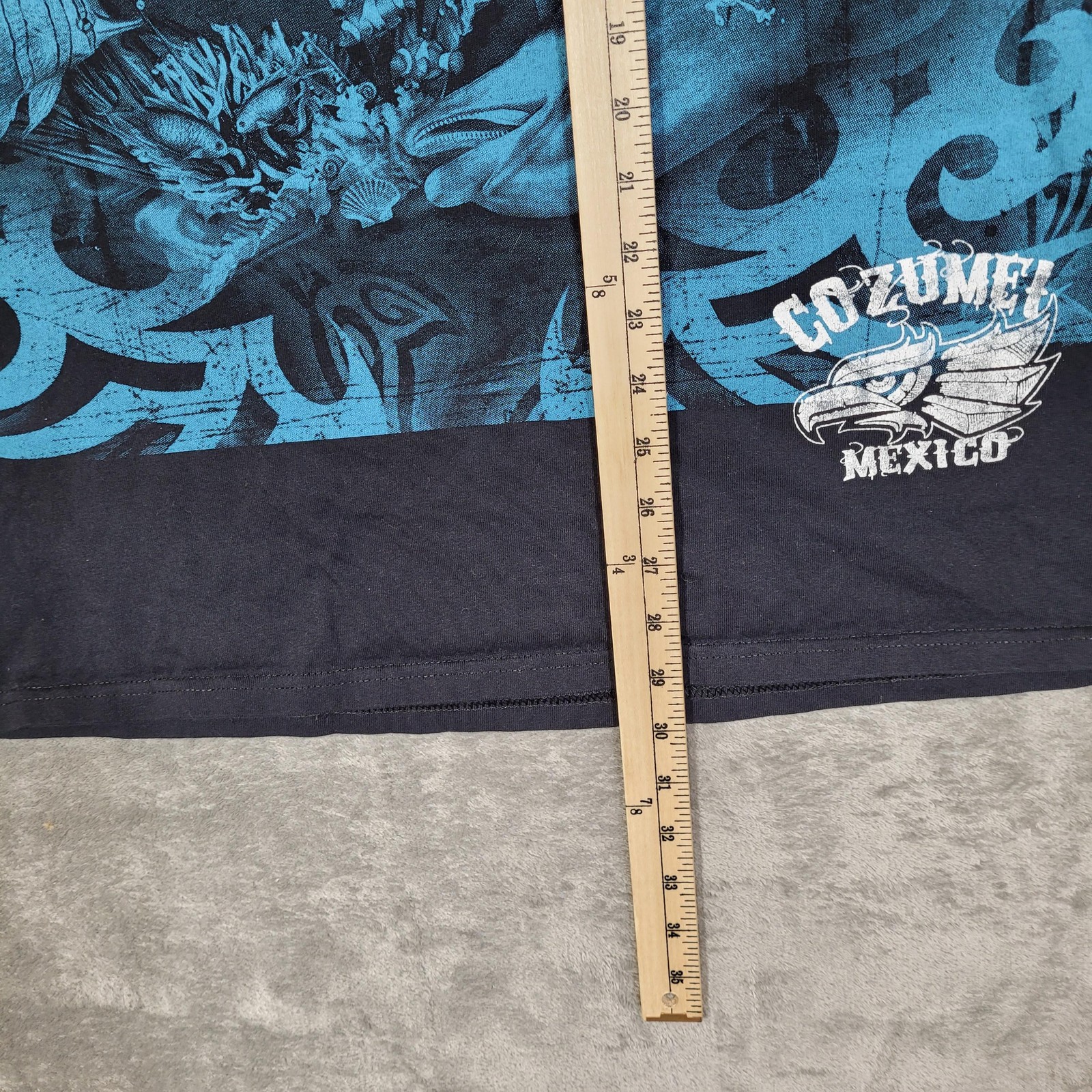Vtg Cozumel Mexico Shirt Men XL Blue Black Yazbek Ocean Dolphin Fish Graphic AOP gallery