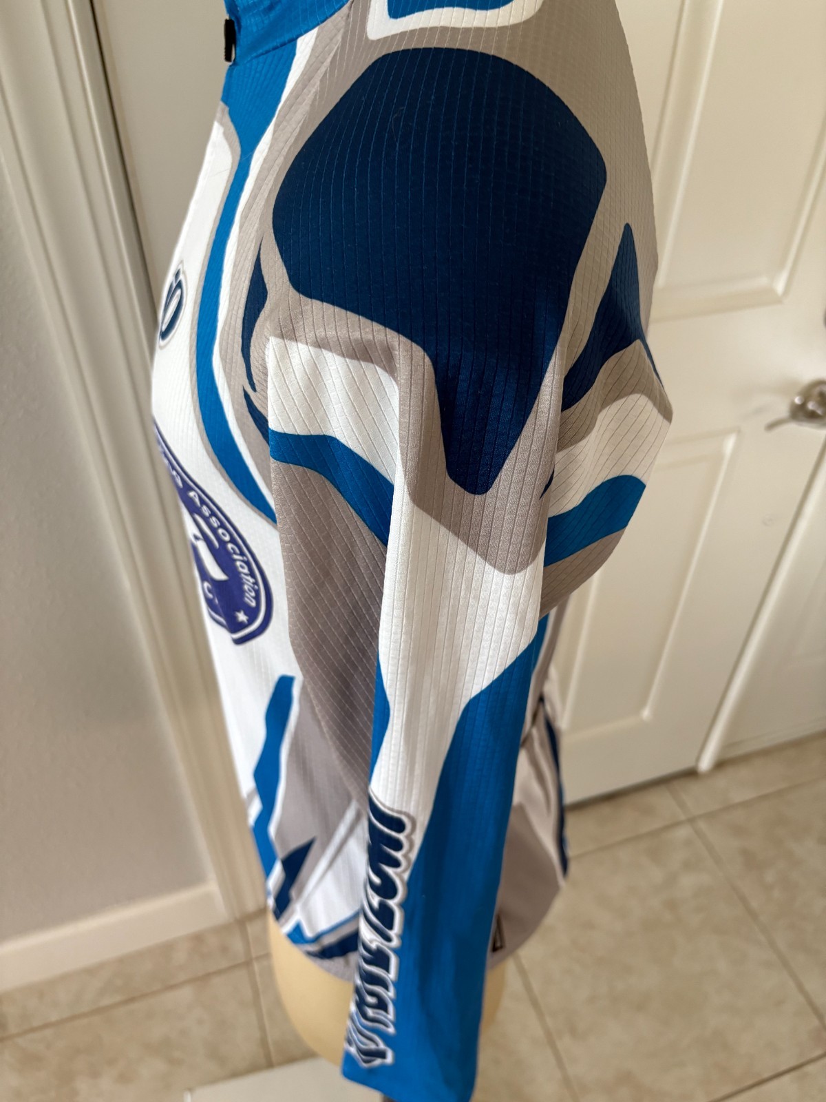 Pearl Izumi Cycling Jersey COACH Mens Blue & White Long Sleeve Full Zip Size M gallery