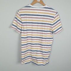 FatFace T Shirt Mens Medium Multicoloured Stripe Print Soft Feel Relaxed Coastal