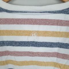 FatFace T Shirt Mens Medium Multicoloured Stripe Print Soft Feel Relaxed Coastal