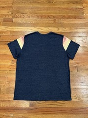 Marine Layer SS Striped Shoulder Bank Tee T Shirt Men L/XL Poly Cotton Rayon