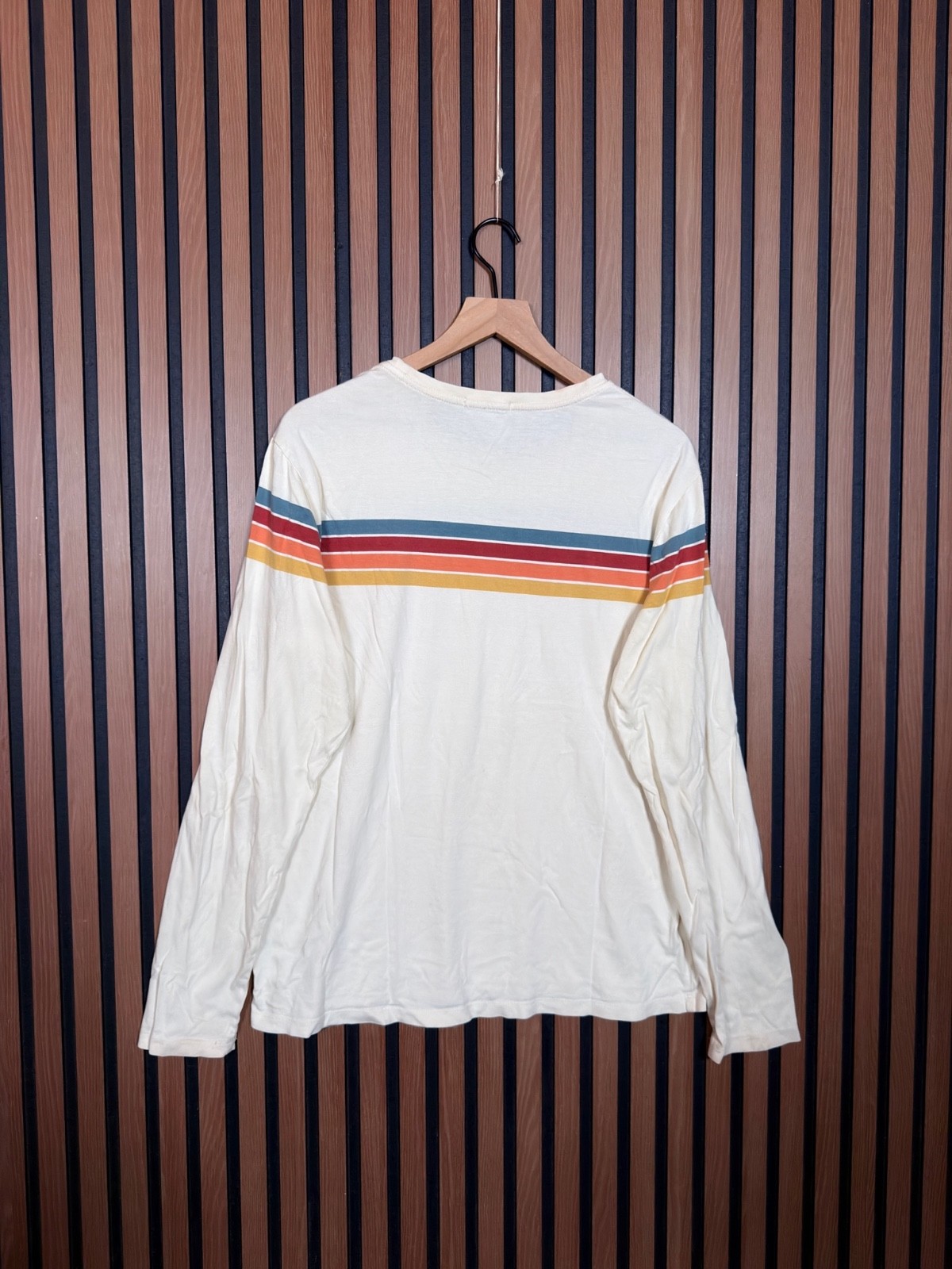 Marine Layer Shirt Large Men’s White Long Sleeve 4 Stripe Casual Crewneck gallery