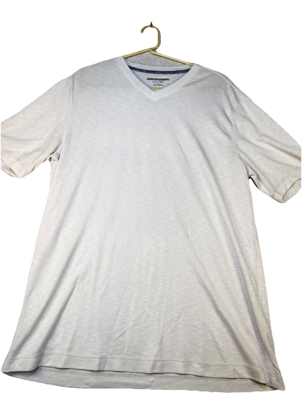 Johnston & Murphy Mens V-Neck T-Shirt White Short Sleeve Casual Size L