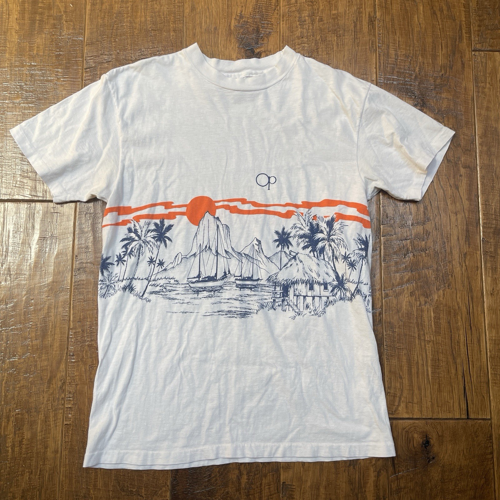 Vintage Ocean Pacific Aop Wrap Around Shirt Hawaii California Tee 80s gallery