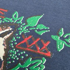 Vintage Wildlife Bobcat Wolf Bear Trifecta Shirt Size XL Navy Blue Footprints