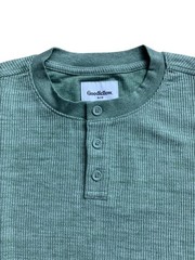 Goodfellow & Co Mens Ribbed Henley Long Sleeve Shirt Sage Green Size Medium