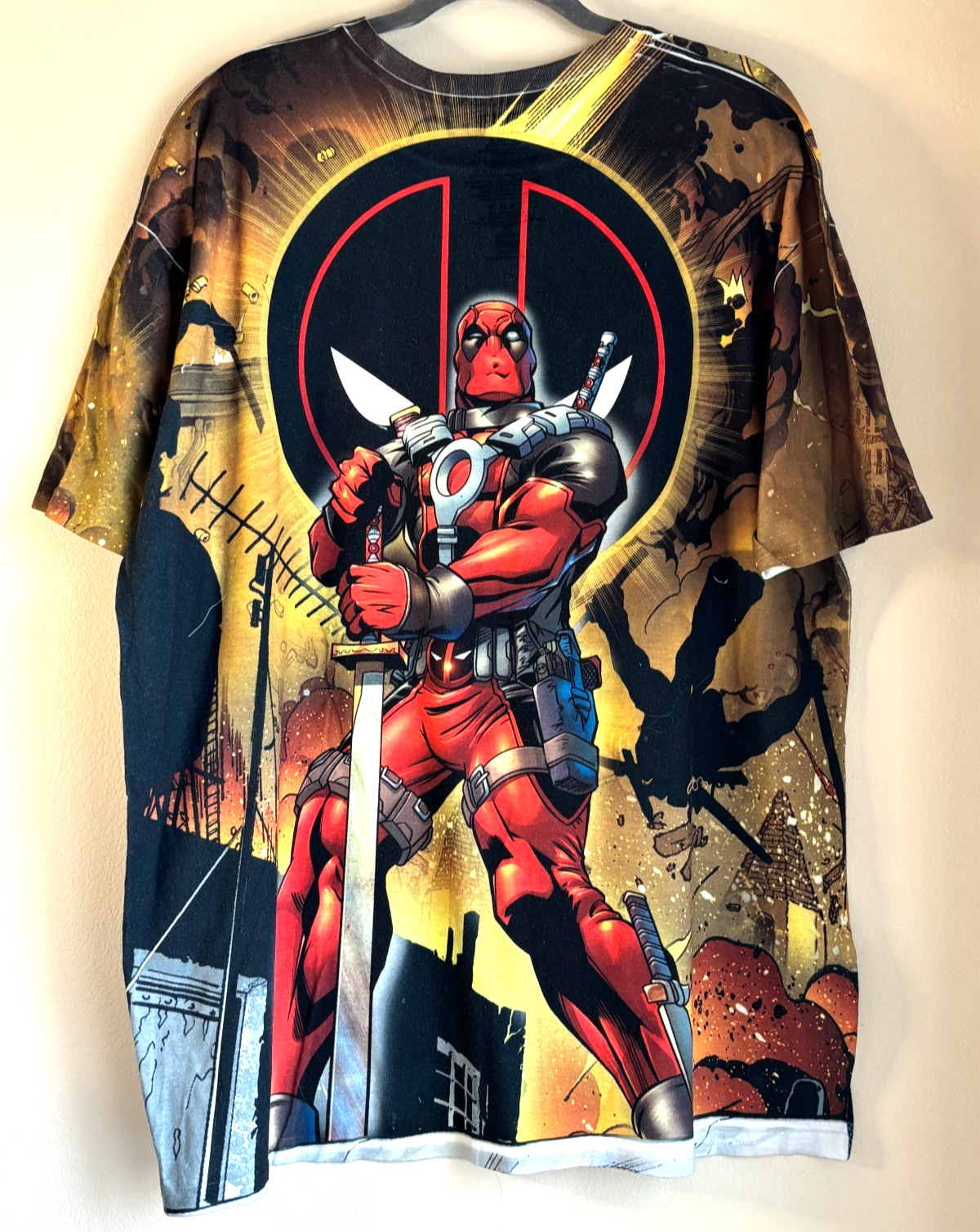 Marvel Universe Deadpool Tee Shirt Men's 2XL All Over Print Double-Sided Graphic gallery