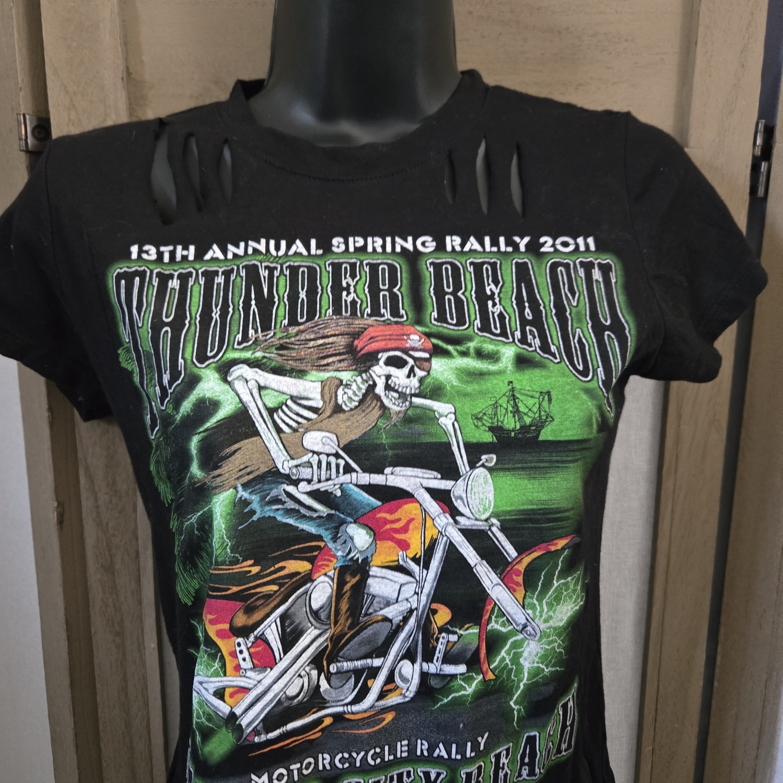 13th Thunder Beach Bike Week Panama City Beach T-Shirt Black Motorcyle Size S gallery