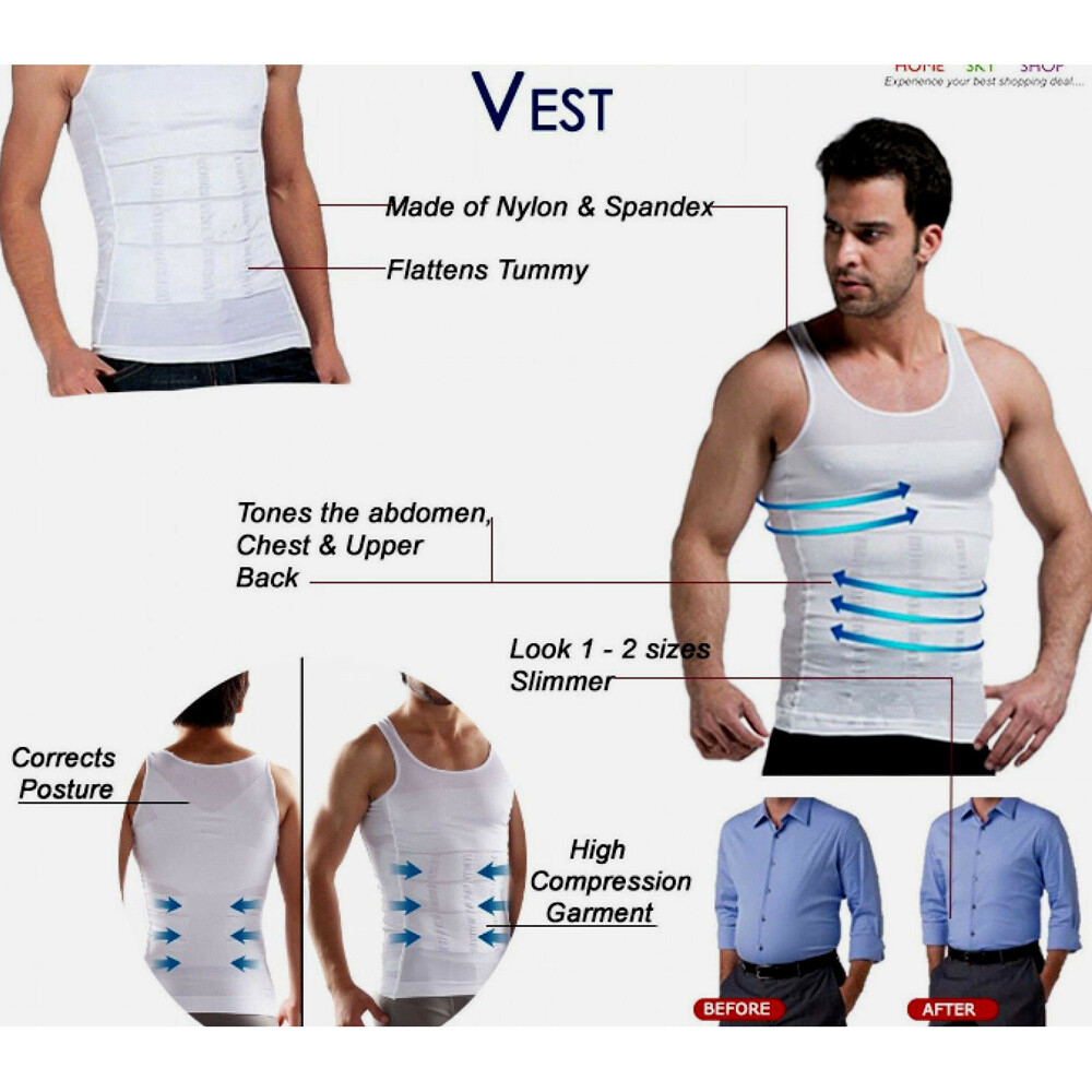 Men Body Shaper Slimming Tummy Vest Thermal Compression Shirt Tank Top Shapewear gallery