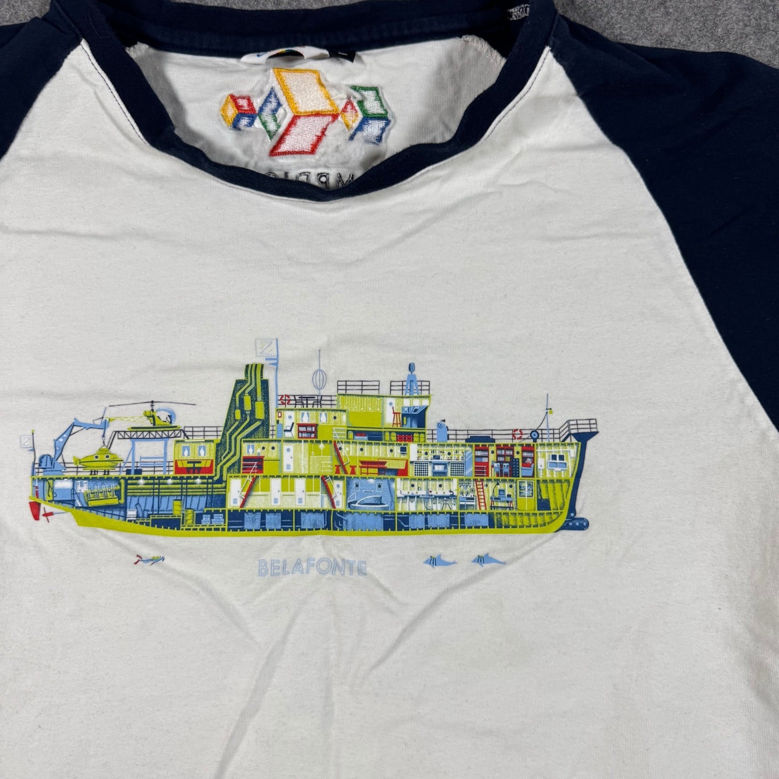 Google Belafonte Ship Raglan Shirt Mens L White Navy Life Aquatic Steve Zissou gallery