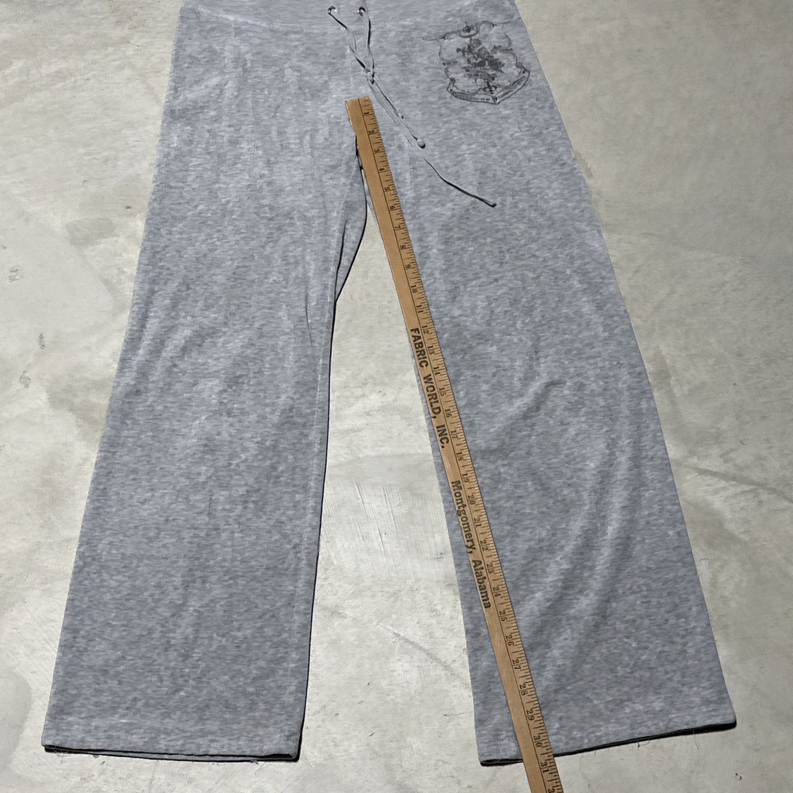 Vintage Y2K Juicy Couture Velvet Track Pants Women's Tag Size S Grey Flare gallery