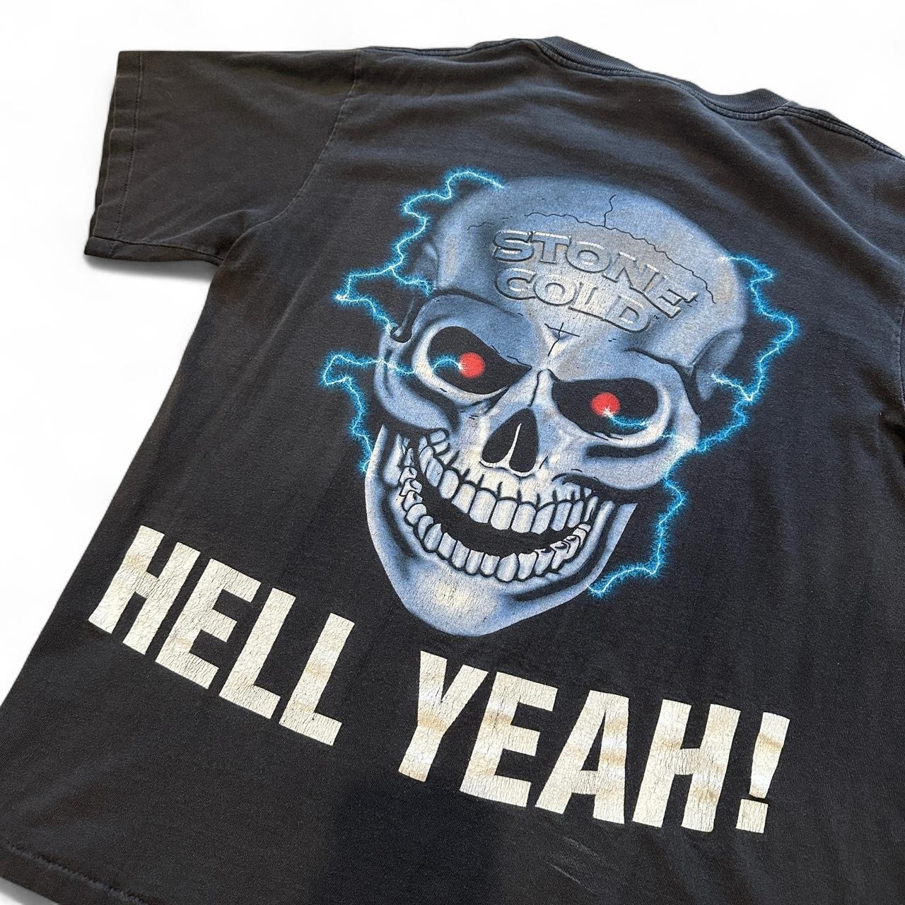 Vtg Stone Cold Hell Yeah Skeleton Shirt Mens L Black 90s WWF Wrestling Tee WWE gallery