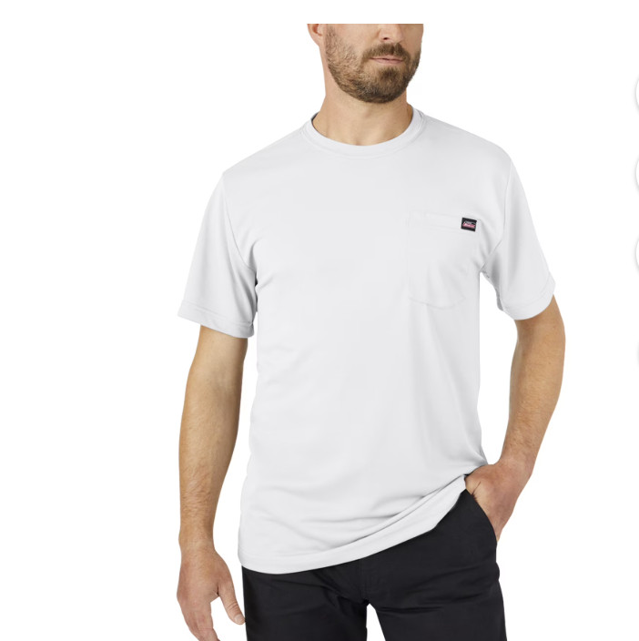Dickies Men’s 2XL Relaxed Fit Performance Polyester Tee Shirt White NWT